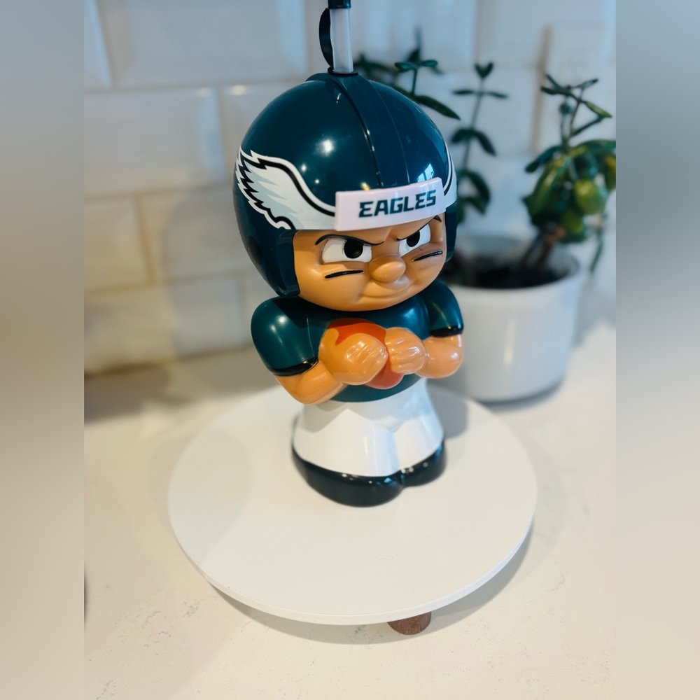 Eagles Football Figurine Water Container with Straw